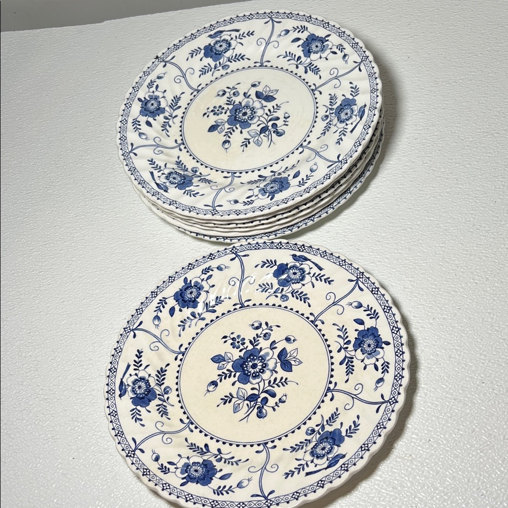 Vintage Johnson Bros Bread Butter Plates Set 6 Hand Engraving 70's
